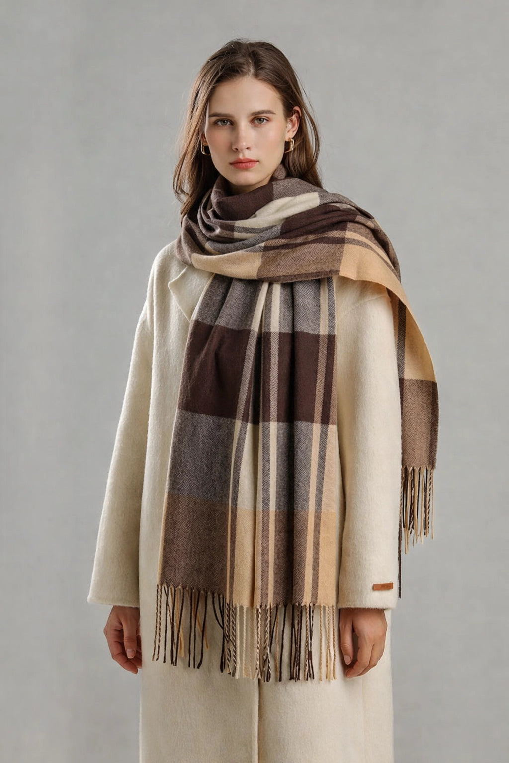 Cashmere Feel Plaid Shawl