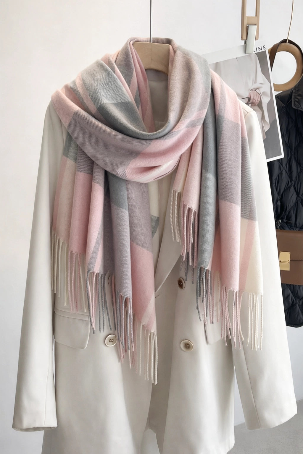 Cashmere Feel Plaid Shawl