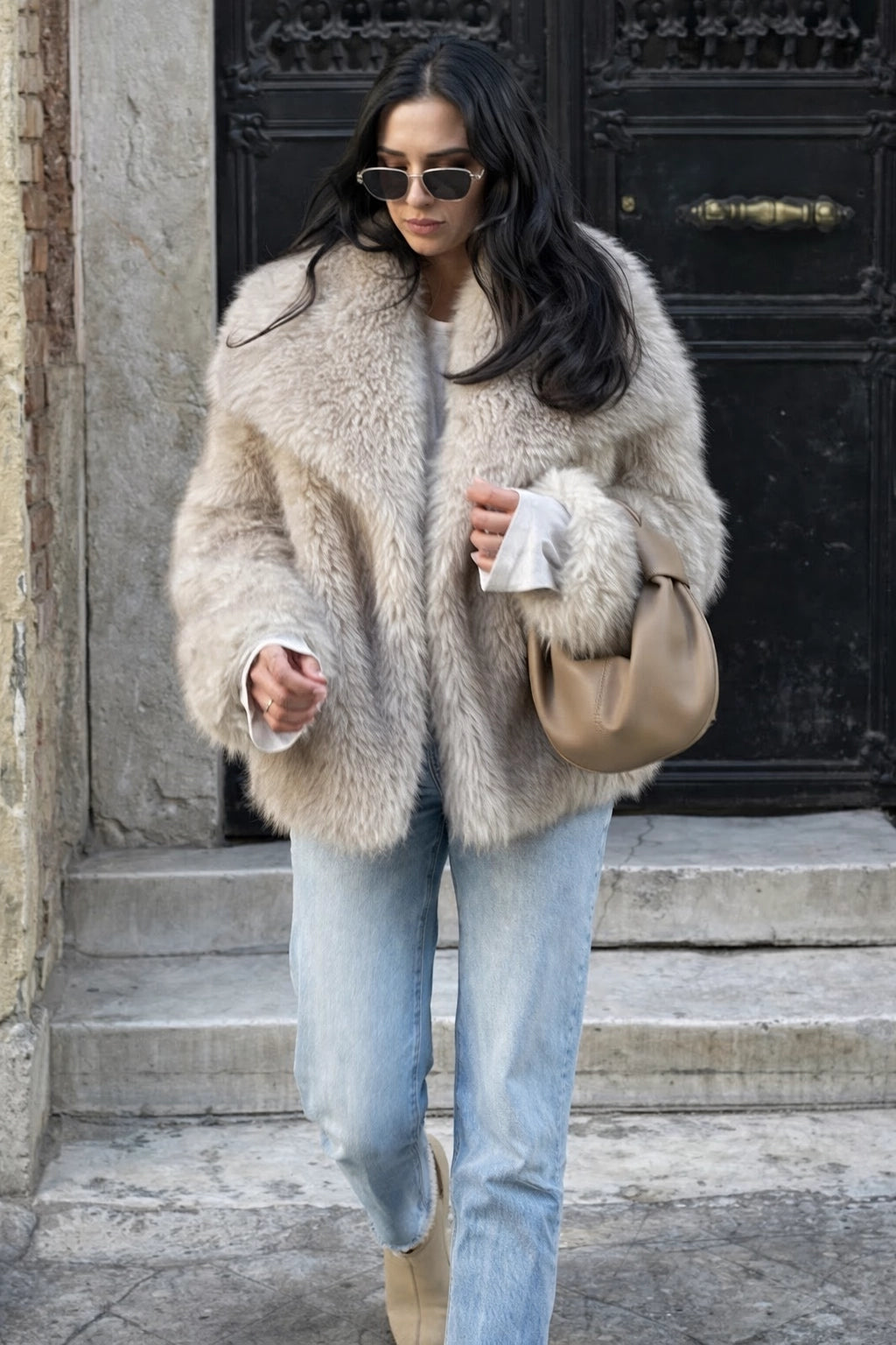 Cropped Faux Fur Jacket