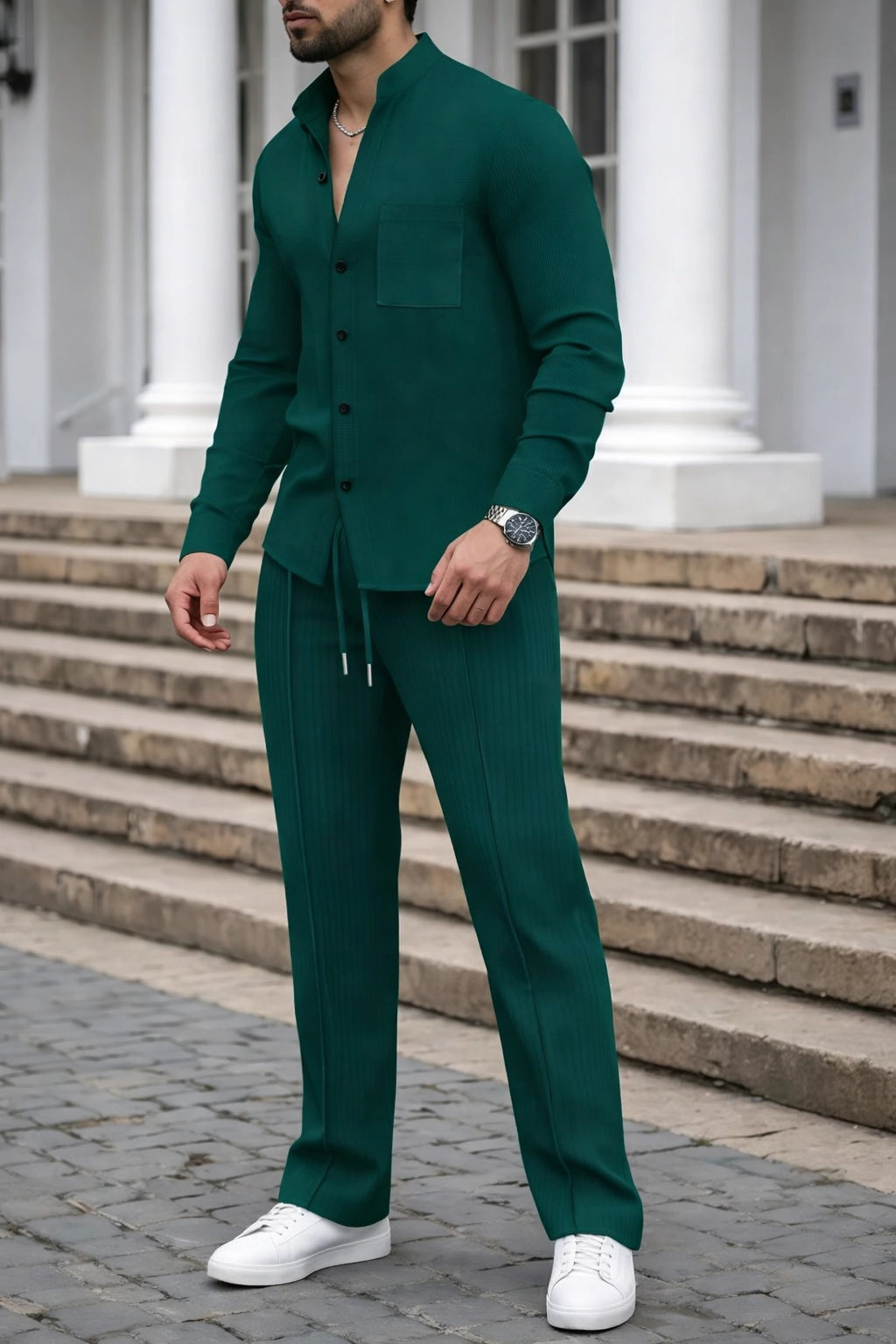 Waffle Knit Casual Suit