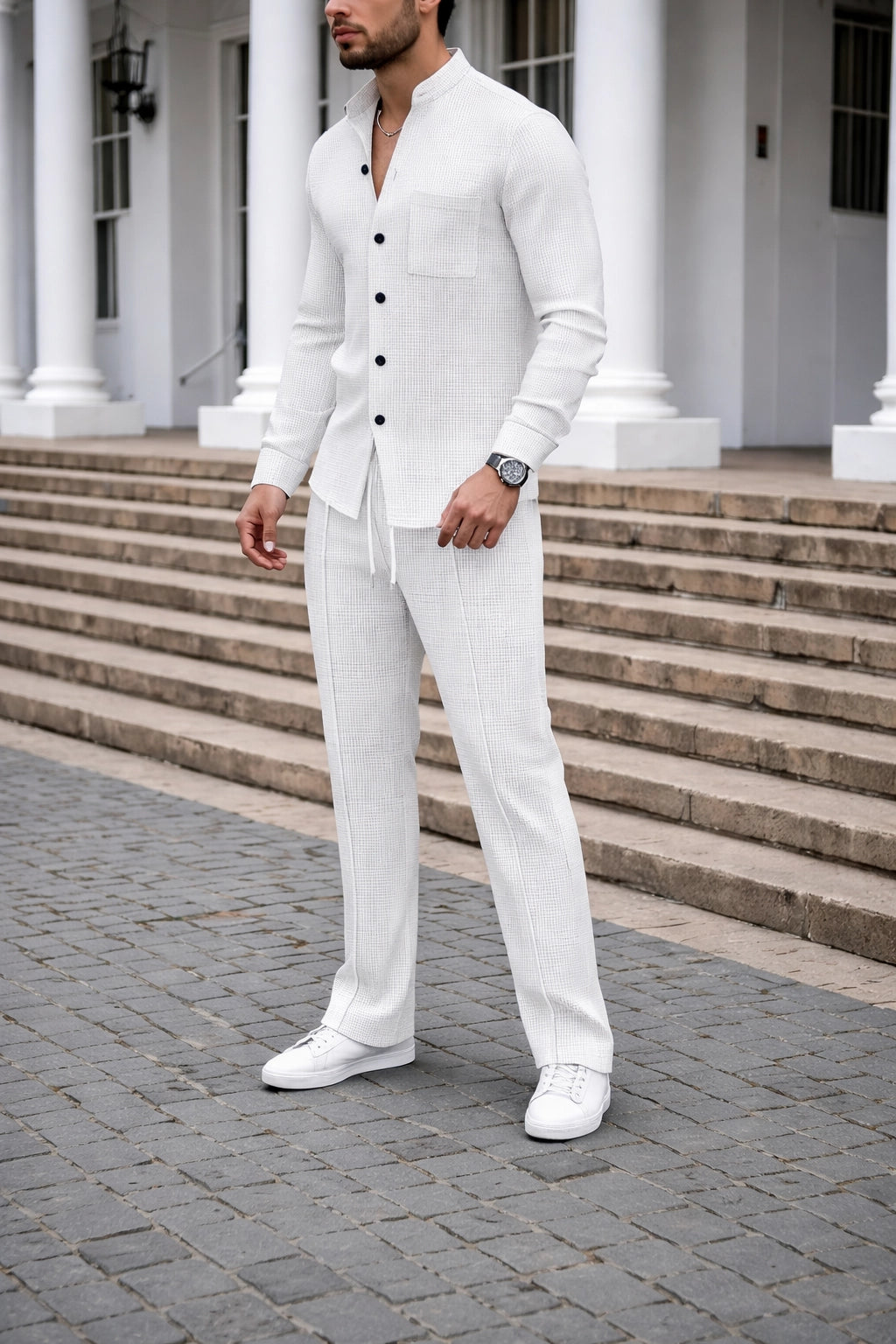 Waffle Knit Casual Suit