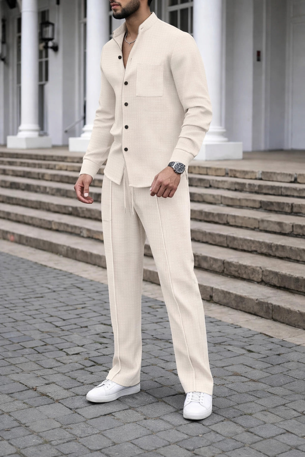 Waffle Knit Casual Suit