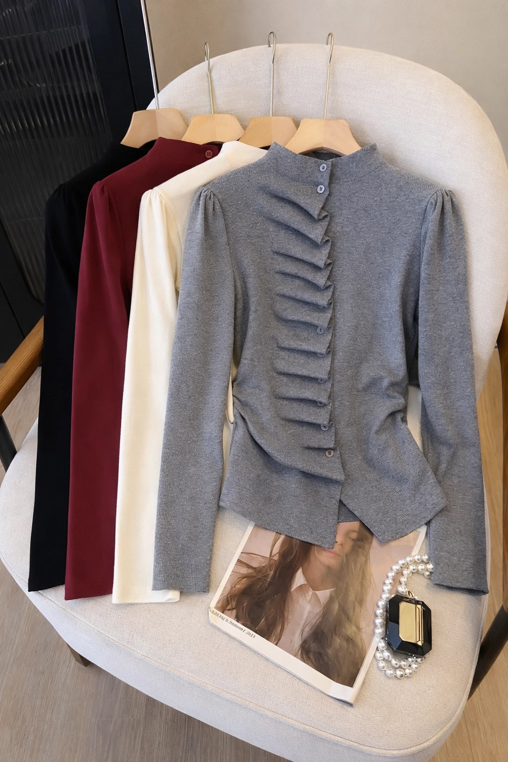 Half Turtleneck Pleated Knit