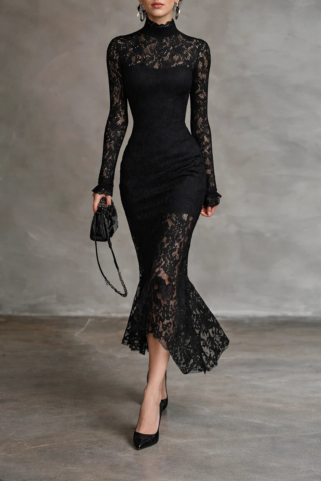 Collar Lace Party Dress