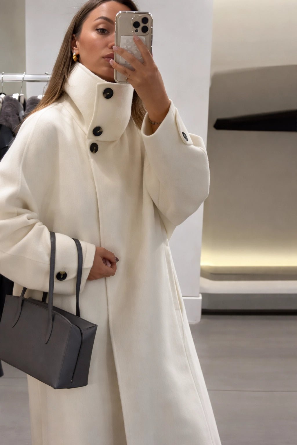 Elegant Stand Collar Overcoat