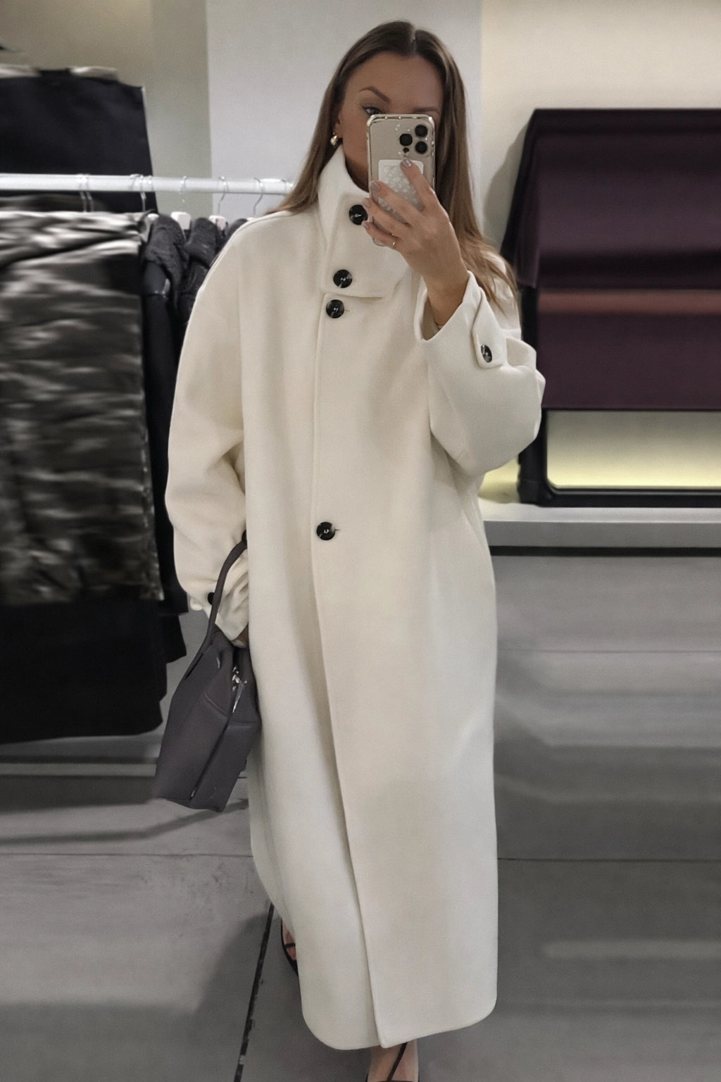 Elegant Stand Collar Overcoat