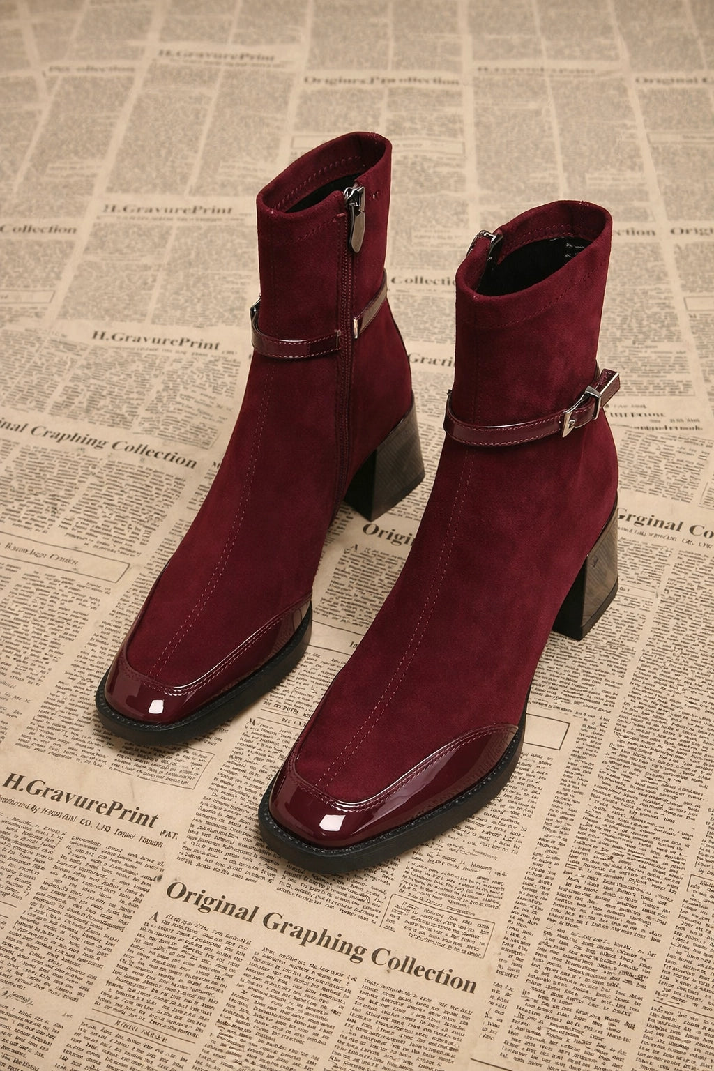 Alven Patchwork Ankle Boots