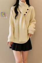 Detachable Scarf V Neck Sweater