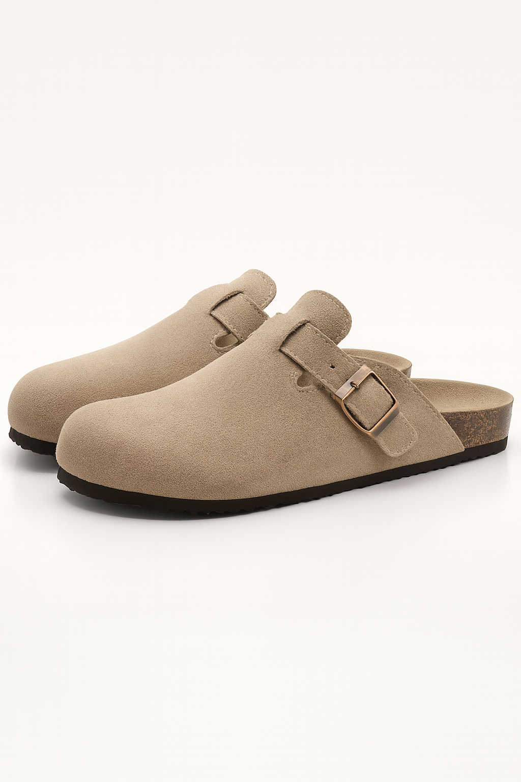 Suede Cork-Insole Mules