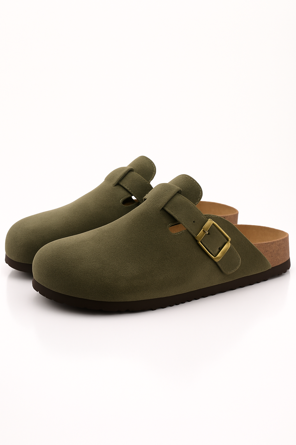 Suede Cork-Insole Mules