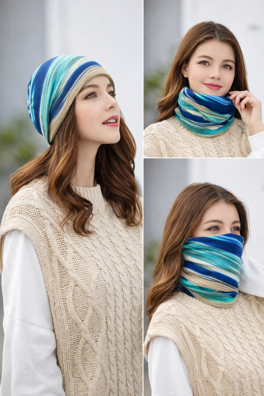 Rainbow Striped Knit Beanie