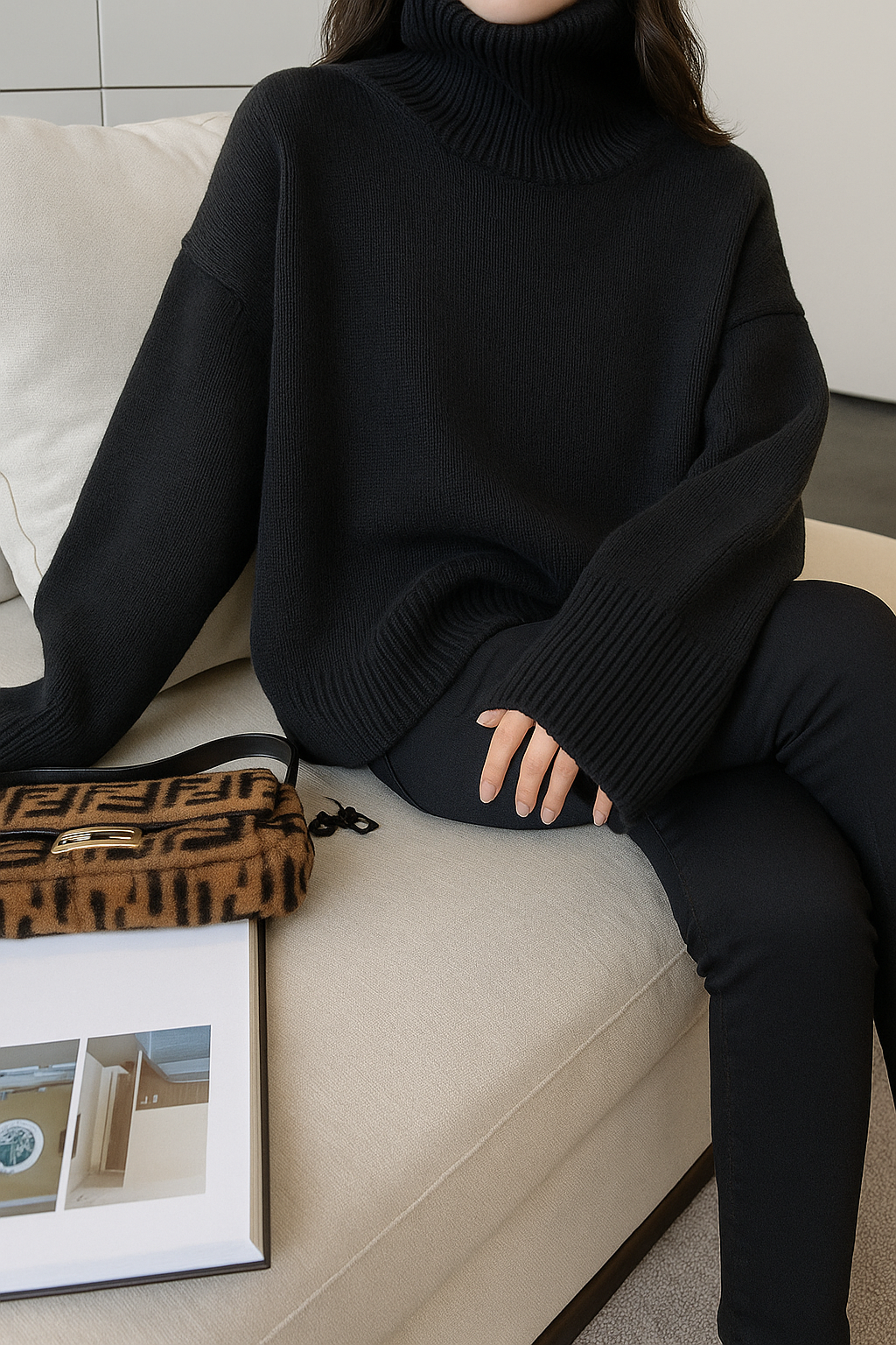 Zekye High Neck Knit Sweater